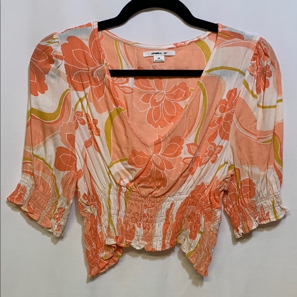 O'Neill Tops - O'Neill Orange Ruched Crop Top